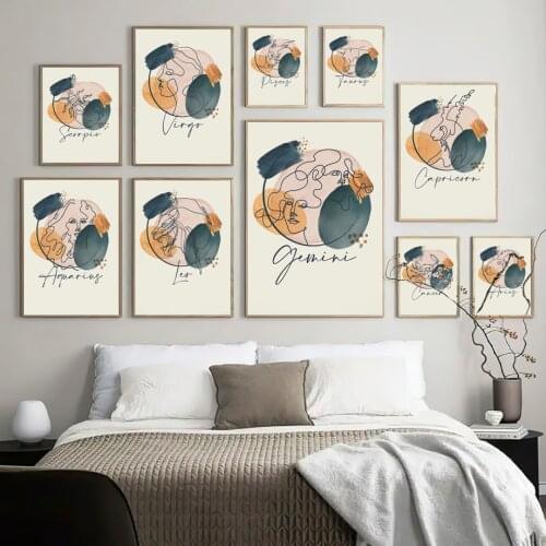 Abstract Line Constellation Libra Leo Aries Scorpio Nordic Poster Wall Art Print Canvas Painting Decor Pictures For Living Room