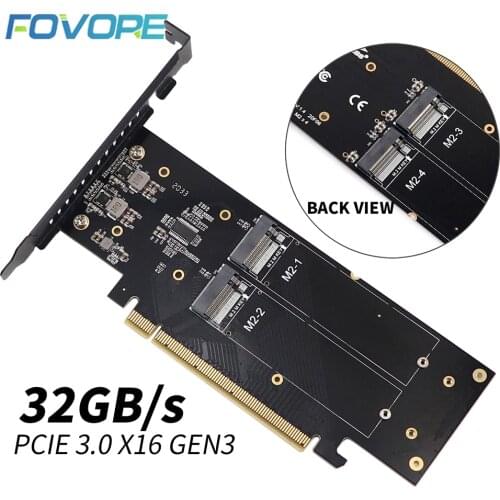 M2 PCIe adapter PCI-e X16 M.2 NVME M Key 4 port SSD converter adapter M2 PCIe adapter VROC RAID Expansion Card