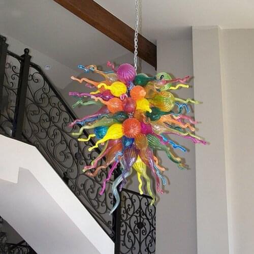 American Chandeliers Hotel Lobby Decoration Mulit Color Hand Blown Glass Chandelier for Living Room Bedroom Droplight