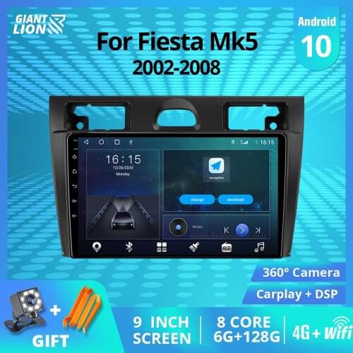 2DIN Android10.0 Car Radio For Ford Fiesta Mk5 2002-2008 6G+128G Bluetooth Player GPS Navigation Autoradio Car Receiver Carplay