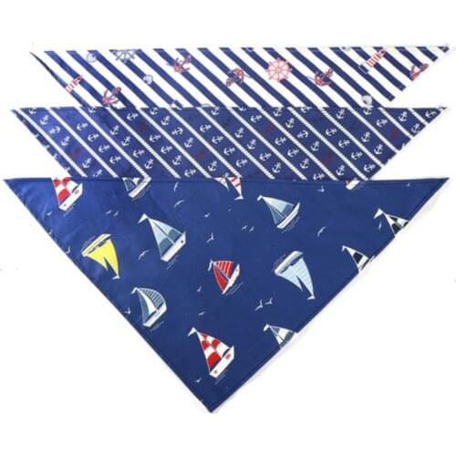 Dog Bandanas Large Pet Scarf Pet Bandana For Dog Cotton Cute Blue Stripes Washable Bow Tie Cat Dog Scarf Small Dog Accessories