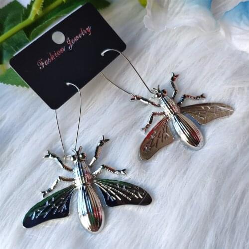Big silver colour fly earrings fly jewelry insect pendant fashion Girlfriend gift classics eardrop novelty 2020 new beautiful