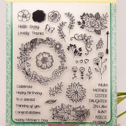 Flowers DIY Handbook Scapbook Clip-up Product Seal Transparent Seal Flower Stamps Clear Stamps and Dies Mother Day Set