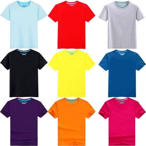 2020 Summer Boys Girls Solid Color Cotton T Shirt Children Tees Short Sleeve T-Shirts Kids Tops Brand Baby Team Clothes 3-15 Yrs