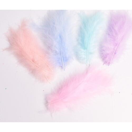 DIY Baby Shower Decoration 50pcs Natural Turkey Feathers Plumes 4-6 Inches10-15cm Rainbow Pastel Birthday Party