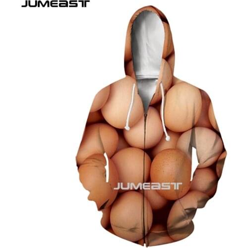 Jumeast Brand Men Women 3D Printed Lots Of Eggs Long Sleeve Jacket Sport Pullover Fashion Spring Zipper Hoodies