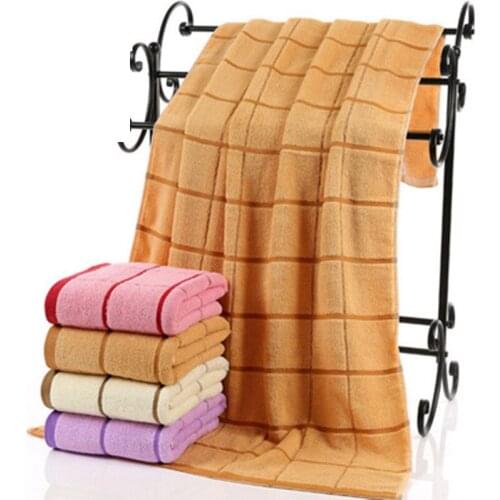 Plaid Cotton Bath Towel for Women Shower gift For adults soft 70*140cm pink Purple serviette de bain Bathroom Large Towel B0211