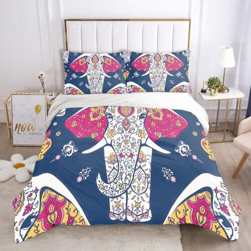 Bedding Sets Duvet Cover Set Elephant Comforther Cases Quilt Covers Pillowcase Full Twin Single Double Size 3D Bohomia Bed Linen