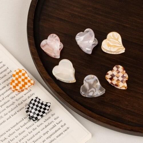 Korea Mini Grid Acetate Hair Claws Small Heart Barrette Geometric Hairpins Hair Crab Clip air Styling Accessories