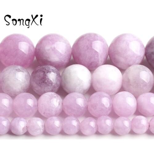 Natural Purple Angelite Stone Round Loose Beads for Jewelry Making Diy Bead Bracelet Necklace Jewellery 4 6 8 10 mm 15 Inches