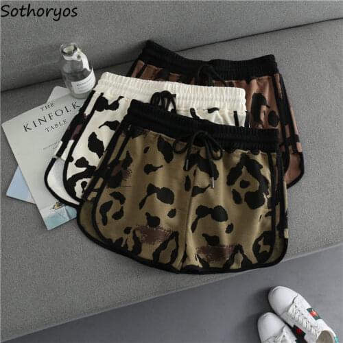 Leopard Sleep Bottoms Women Sexy High Waist Panelled Harajuku Simple Workout Ins Fashion Sleepwear Soft Casual Summer Homewear
