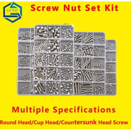 Grub Self Tapping Screw Hex Socket Nut Bolt Screw Switch Screw Flat Washer Household Set/Kit DIY 304 Stainless Steel/Nylon