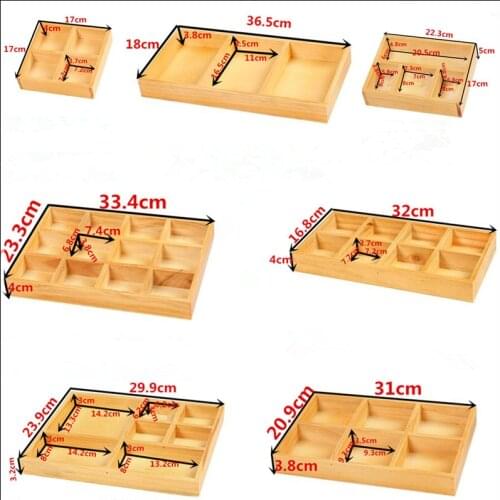 Multifunction 3/4/5/6/7/8/9/10/12 Grid Wooden Storage Box Wood flower pots plate Craft Jewelry box Tea Coffee Box Element box