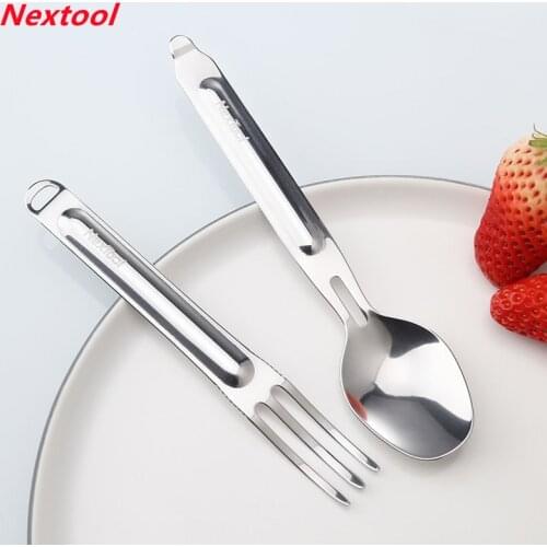 Nextool Fork Spoon Cutlery Set Pure Stainless Steel Portable Tableware 2-in-1 Healthy Convenient Detachable Outdoor