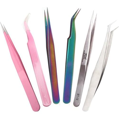 VETUS Ultra Precision Tweezers for Eyelash Extension,Curved and Straight Tweezer for Eyebrow Stainless Tweezers