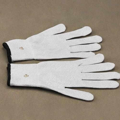 Electrical Shock Silver Fiber Therapy Electrode Gloves Electro Shock Gloves Electricity Conductive Gloves Sex Products With Wire