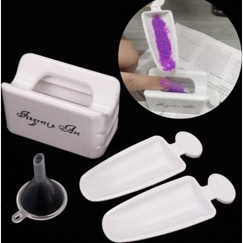 Manicure Powder Recycling Storage Box Portable Infiltration Powder Container White Double Layer French Powder Box Nail Tool 1pcs