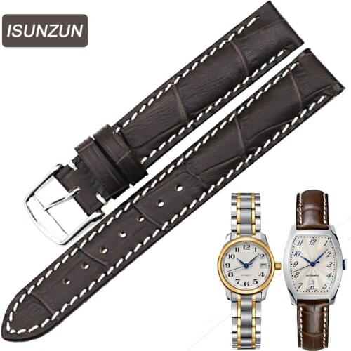 Top Quality Womens Watch Straps for Longines Series L2.142 Genuine Leather 14MM Female Watch Strap Leather Belt Watchbands