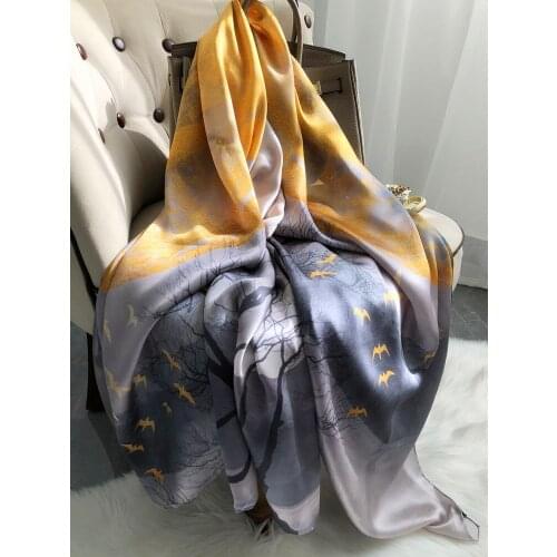 16MM silk heavy satin silk scarf women spring autumn autumn breath long 100 mulberry silk widened enlarged scarf shawl