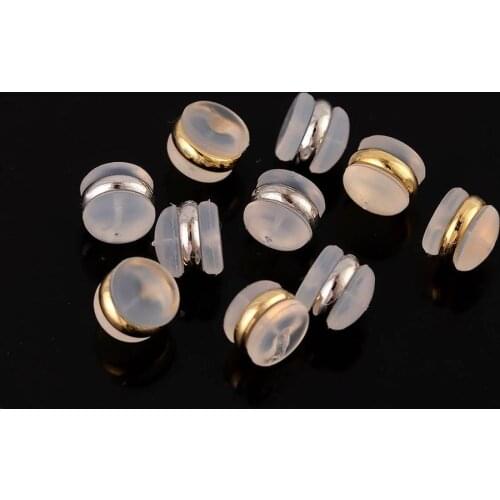 XINYAO 10PCS/Lot Silicone Earring Back Stoppers Copper Plated 6.5mm For DIY Silicone Earring Plugging Blocked Jewelry Making