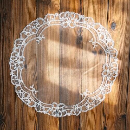 Nordic Lace Embroidery Simple Placemat Bedroom Balcony Study Round Table Mat Kitchen Food Fruit Cover Wedding Party Decoration