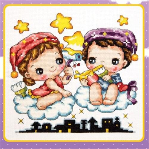 SO320 DIY Craft Stich Cross Stitch Cute Cartoon Painting Cotton Fabric Needlework Embroidery Crafts Counted Cross-Stitching Kits