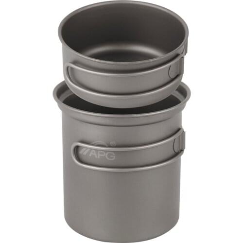 Ultralight Camping Tableware Titanium Pot Pan Bowl With Folding Handle Outdoor Picnic Cooking Cookware