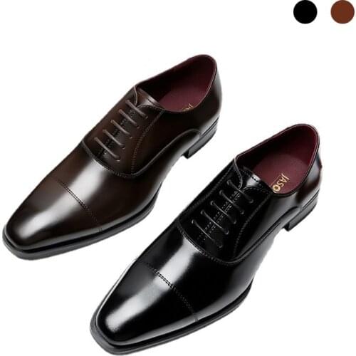 Oxford Bridegroom Dress Formal Office Best Men Shoes Black Genuine Leather Original Casual Business Designer Shoes