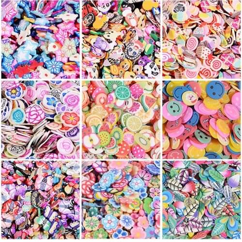 1000pcs/Bag 3D Tiny Cute Nails Art Accessories Star/Cartoon/Flower/Fruit/Feather Slices Slicing Nail Decorations