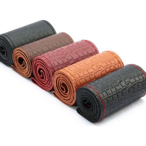 DIY Soft Fiber Leather Universal braid Fashion embossing Car steering-wheel With Needles And Thread Interior accessories