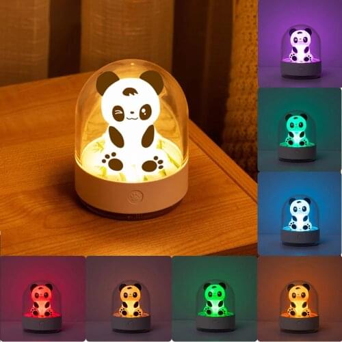 USB Rechargeable Cute Panda Light Childrens Aromatherapy RGB Color Variable Led Atmosphere Night Light Bedroom Baby Kids Gift