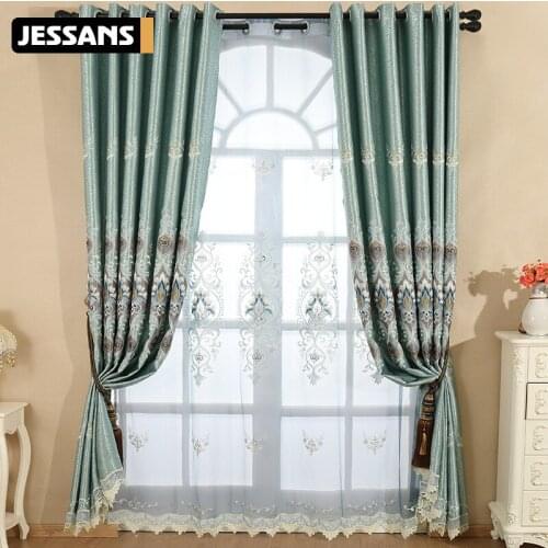 European-style water-soluble embroidery curtains blackout curtain and tulle for living room and for bedroom