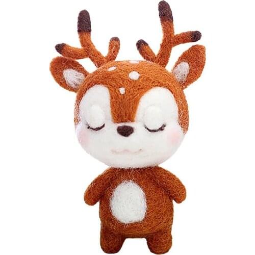 Non-Finished Felt Kit Custom Deer Doll Wool Felt Craft DIY Poked Set Handcraft Kit Needle Material Bag Pack Christmas Deer Gift
