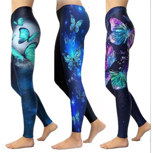 Butterfly Printing Casual Leggings Women Yoga Pants Leggings Sports Leggings Pants Plus Size