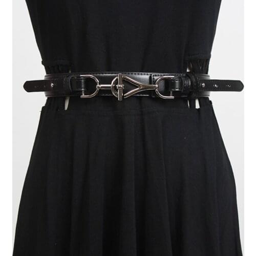 SeeBeautiful Metal Buckle PU Leather Double Removable Bag Waist Belts Girdle Simple New Fashion 2021 Spring Women M977