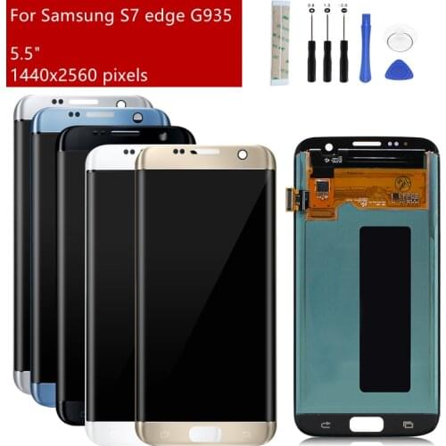 For Samsung Galaxy display S7 Edge LCD Display Touch Screen Digitizer Assembly with frame G935F G935 LCD Repair Spare Parts