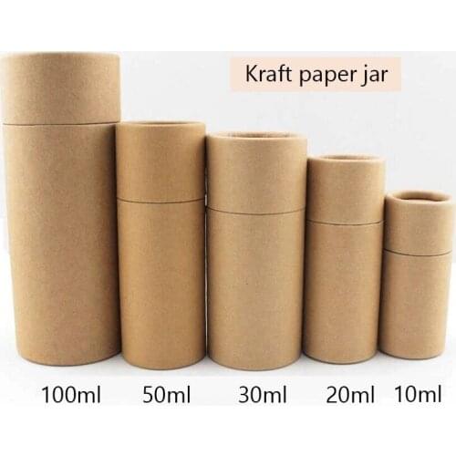 10/20/30/50/100 ml Kraft paper jar cylinder Essential oil bottle packaging paper tube for gift/perfume/cosmetics 25~ 50pcs 9/13