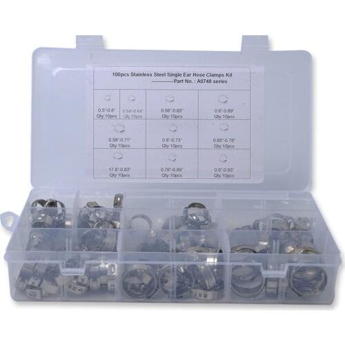 100pcs Stainless Steel Hose Clamp Stepless Adjustment Hose Clamp Home Car Machine Pipe Coupler Tube Line Band