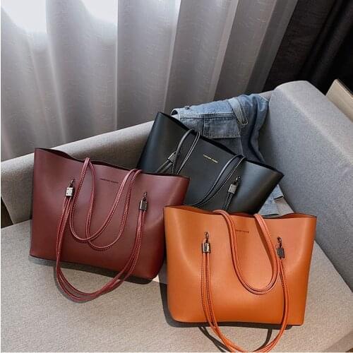 2021 Brand New Women PU Leather Tote Bag Ladies Elegant Shoulder Bag Large Capacity Daily Work Handbag High Quality