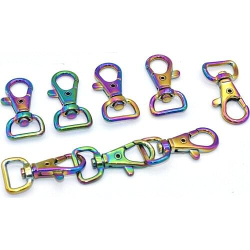 Rainbow Swivel clasp D ring Lobster Clasps 10/14mm Swivel Trigger Clips Swivel Lanyards Handbag Hook Snap Hooks Clips 6pcs