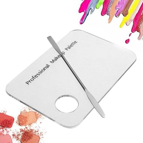 Acrylic Nail Art Palette Face Makeup Transparent Blending Pigment Spatula Mixing Make Up Tool Fan Shape Palette For Beauty