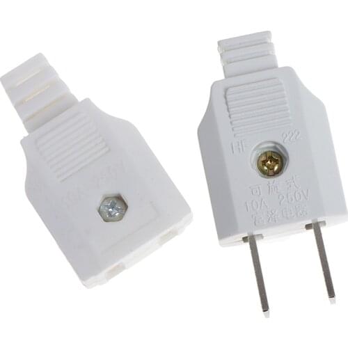 US 2 Flat Pin AC Electric Power Male Plug Female Socket Outlet Adapter Wire