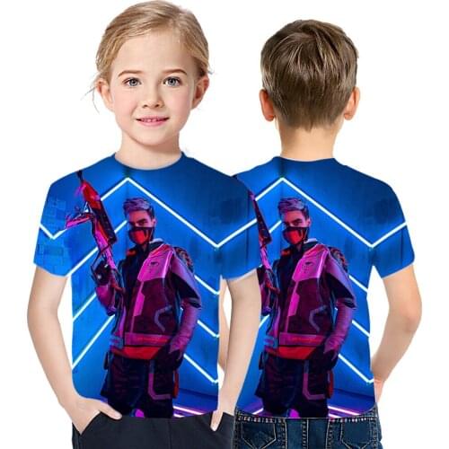 Free Fire Games Summer New Factory Direct Supply 3D Printing Childrens T-Shirt Casual Cool Men And Women Street Style Short Sle