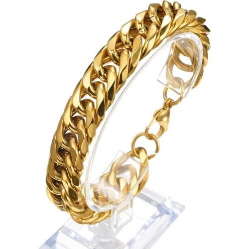 Cuban Style Bracelet For Men Miami Chain Solid Stainless Steel Jewelry Hip-Hop Boys Accessories Friend Gift Wholesale And Retail