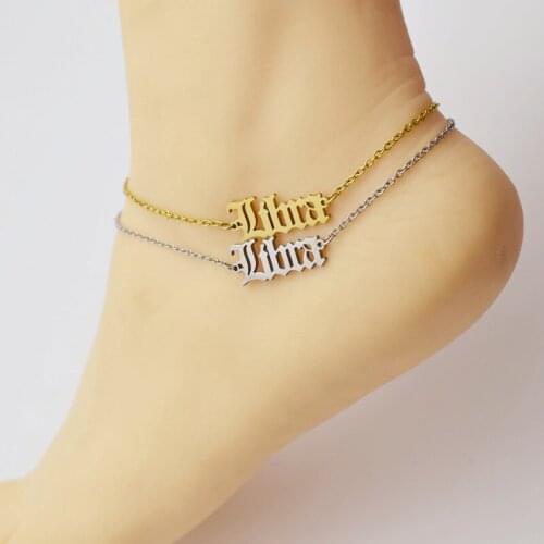 Stainless Steel Zodaic Anklet Bracelet Women Gold Minimalist Feet Chain Beach Accessories Constellation Jewelry Holiday