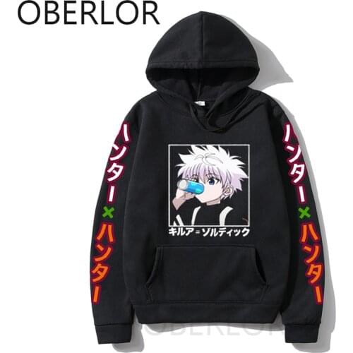 Killua Zoldyck Anime Manga Black Hoodie Kawaii Hunter X Hunter Hoodies Sweatshirt Bluzy Tops Men Women Pullovers Unisex Clothes