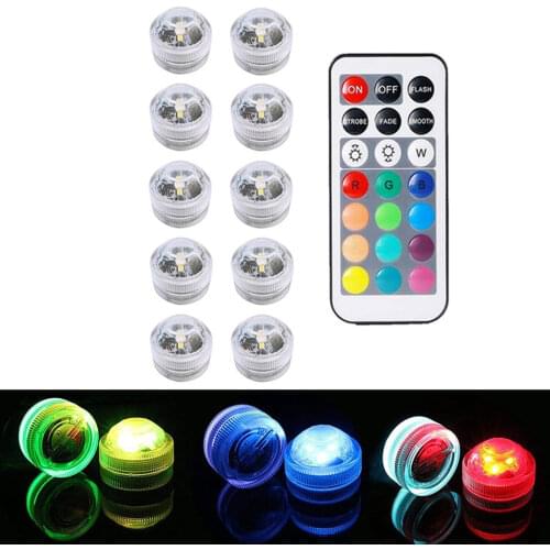 CR2032 Battery Operated 3CM Round Super Bright RGB Multicolors Underwater Lights LED Floralyte Light with Remote