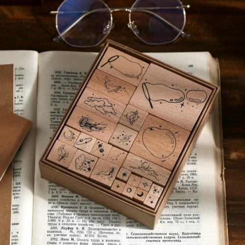 24 pcs/set Star Sea Series decoration stamp wooden rubber stamps for scrapbooking stationery DIY craft standard seal