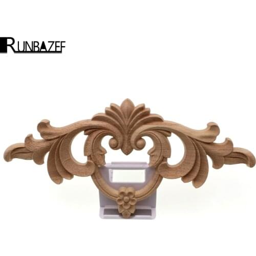 RUNBAZEF wood corner door home decor decoration accessories carved long flower pieces Applique miniature figurines ornaments
