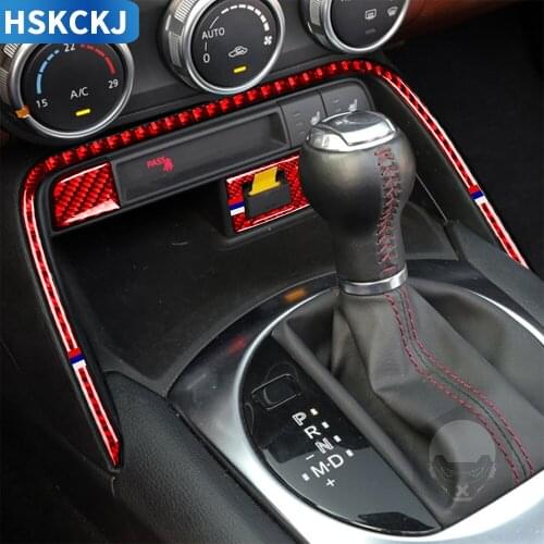 For Mazda MX5 Miata Roadster ND Carbon Fiber USB Panel Center Console Button Frame Sticker Interior Car Styling Accessories